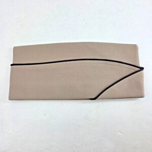 Military Garrison Hat Cap, Tan, Black Piping, size 7, USA Bayly Original